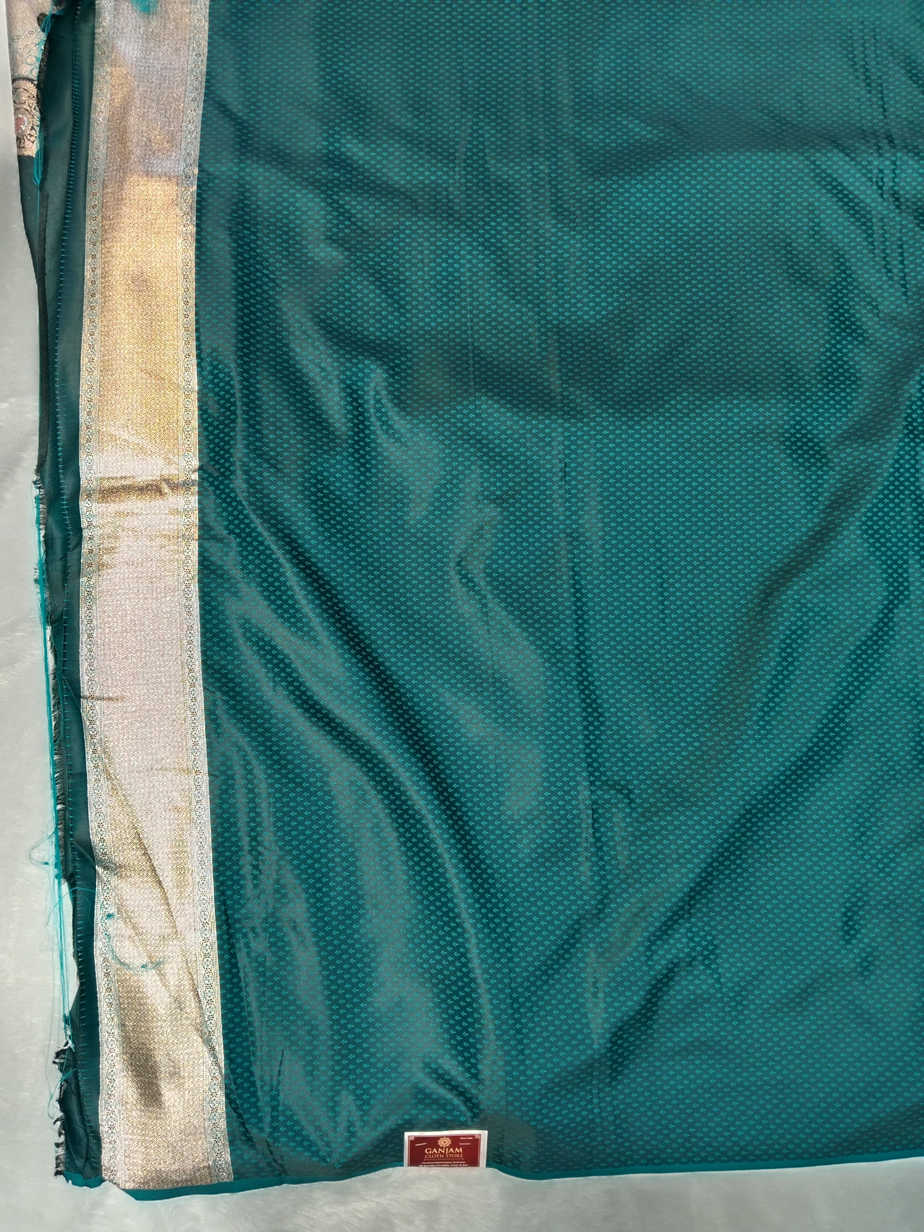 BOTTLE GREEN BANARASI SILK SAREE WITH SILVER ZARI