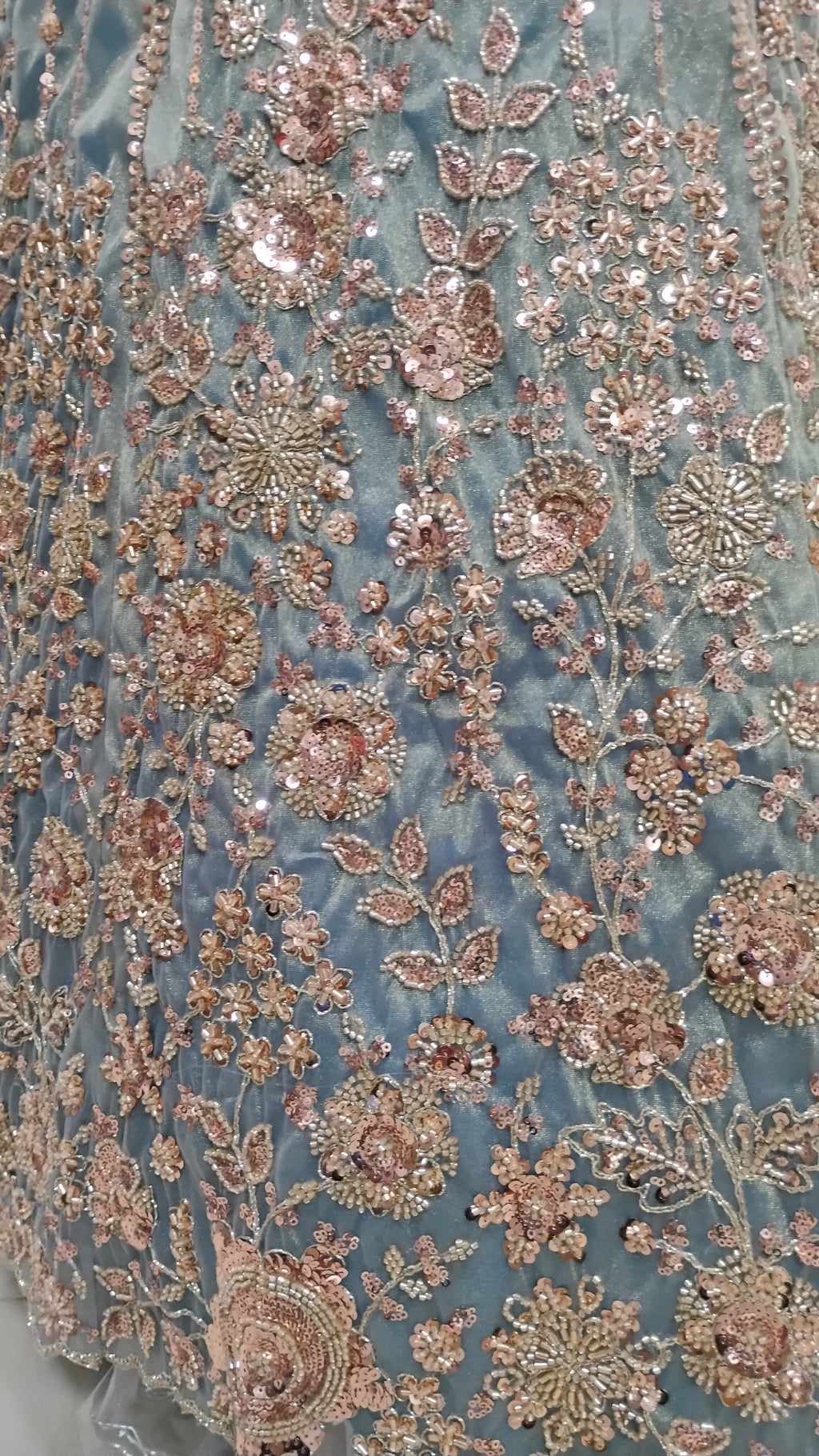 DUSTY BLUE ORGANZA LEHENGA