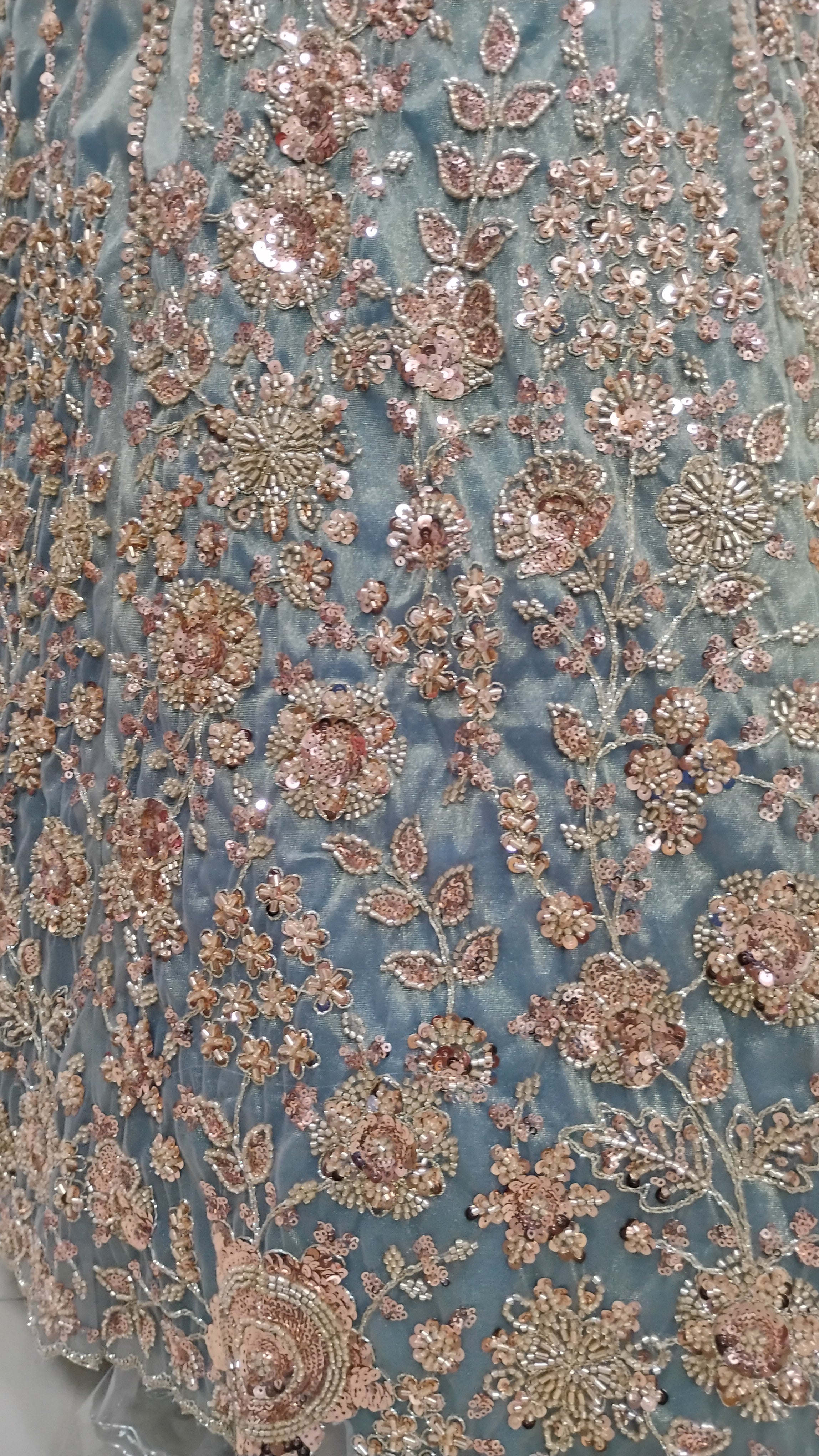 DUSTY BLUE ORGANZA LEHENGA