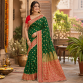 BOTTLE GREEN LAAL BANARASI SILK SAREE