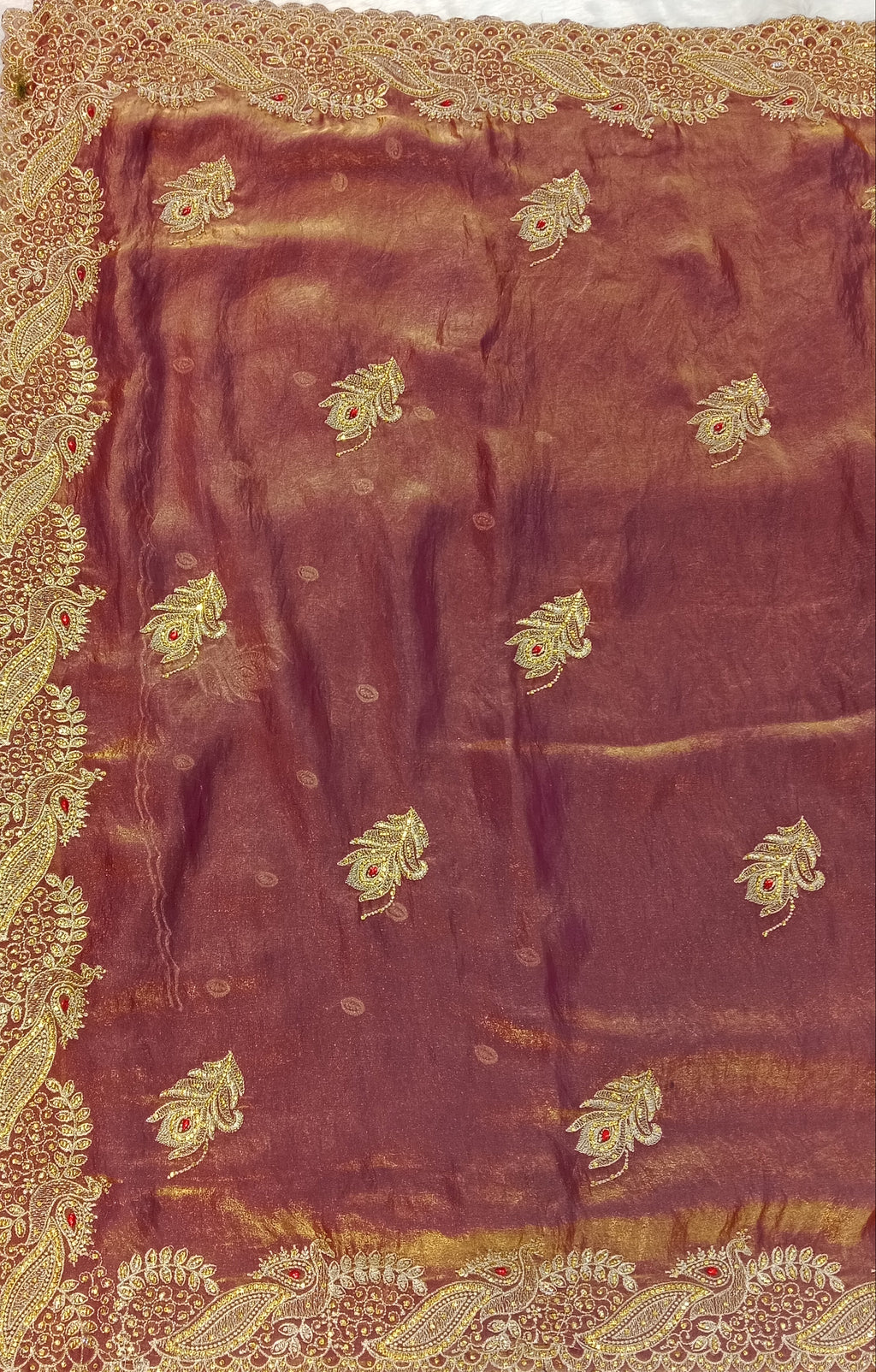 DUSTY ROSE+GOLD SAREE