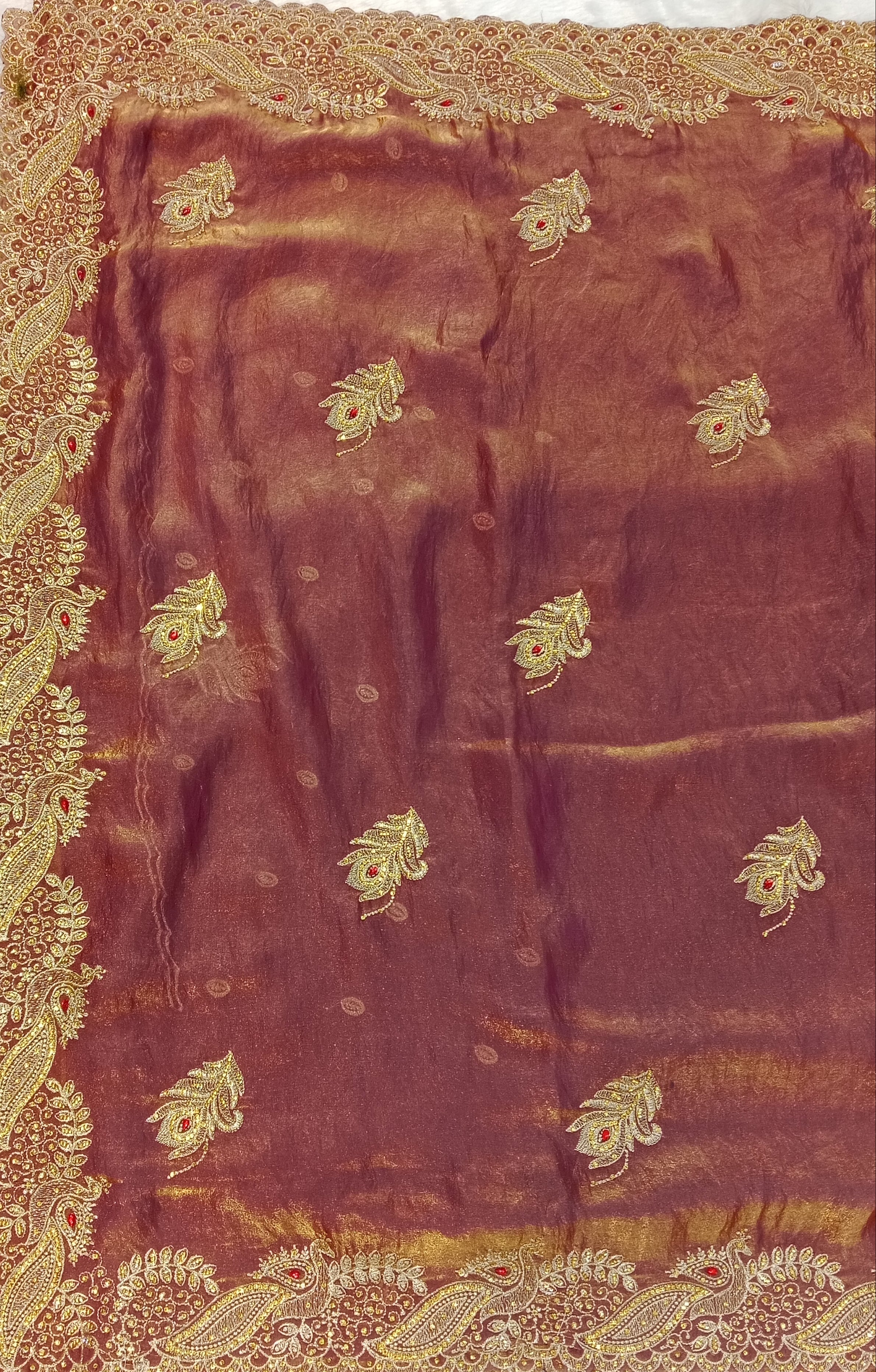 DUSTY ROSE+GOLD SAREE
