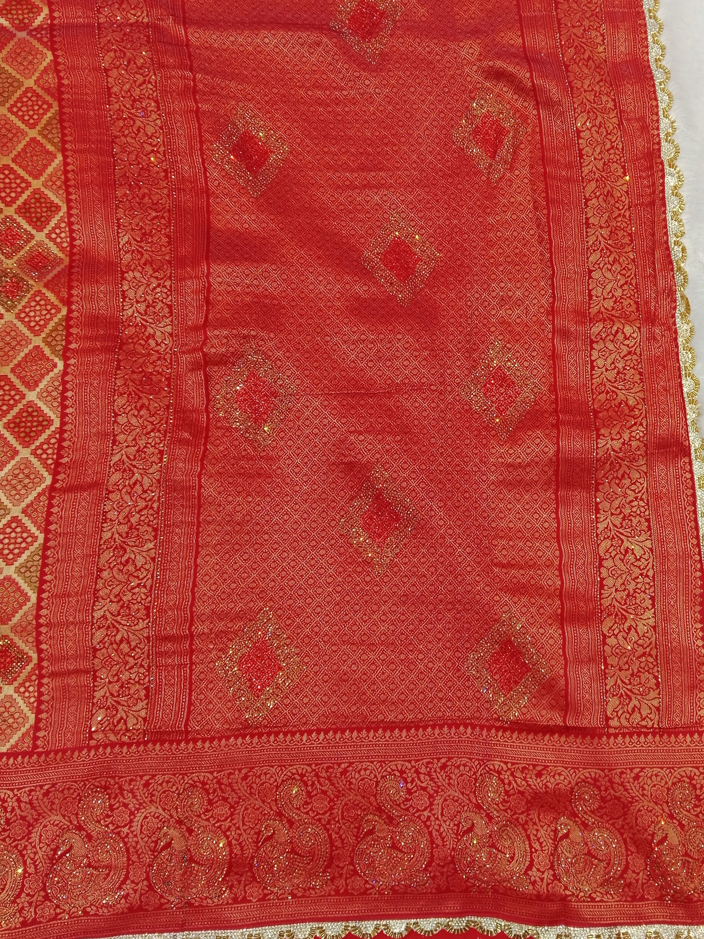 CLASSIC RED BANARASI SILK SAREE WITH GOLD ZARI