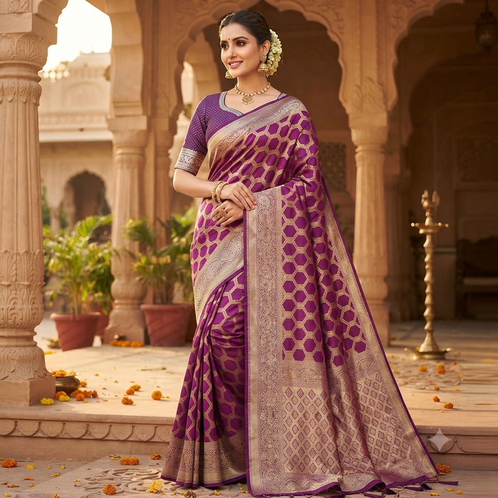 ROYAL JAMUNI PURPLE BANARASI SILK SAREE