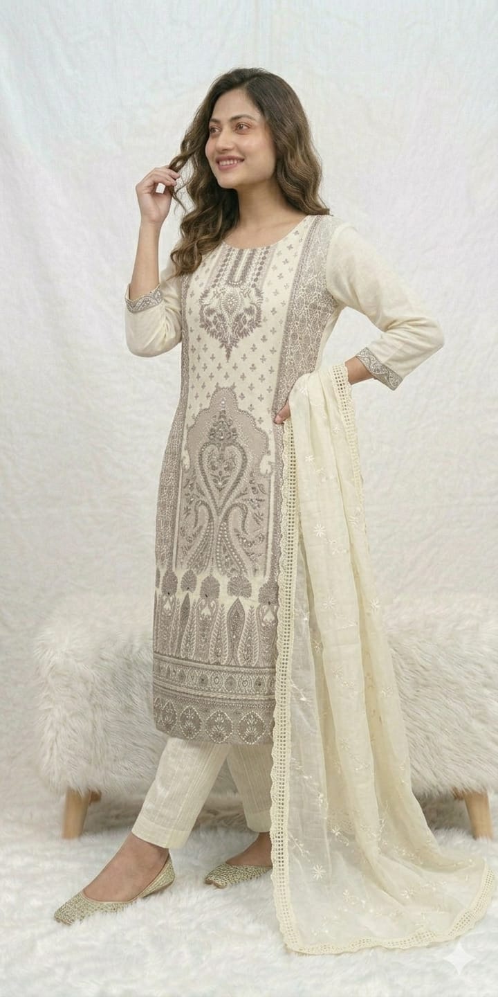 IVORY KURTI SET