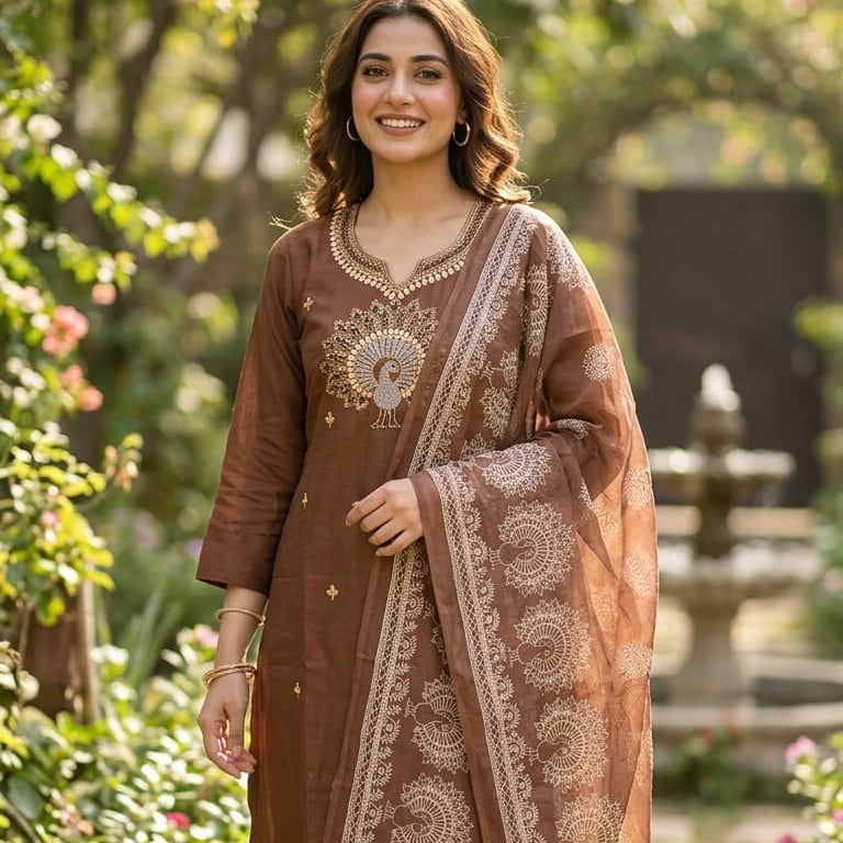 CHOCOLATE BROWN KURTI SET