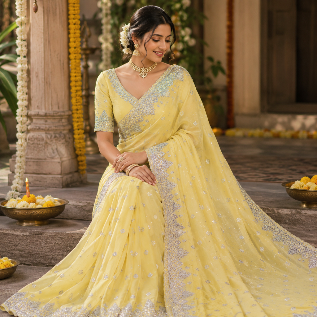 BUTTER YELLOW SAREE