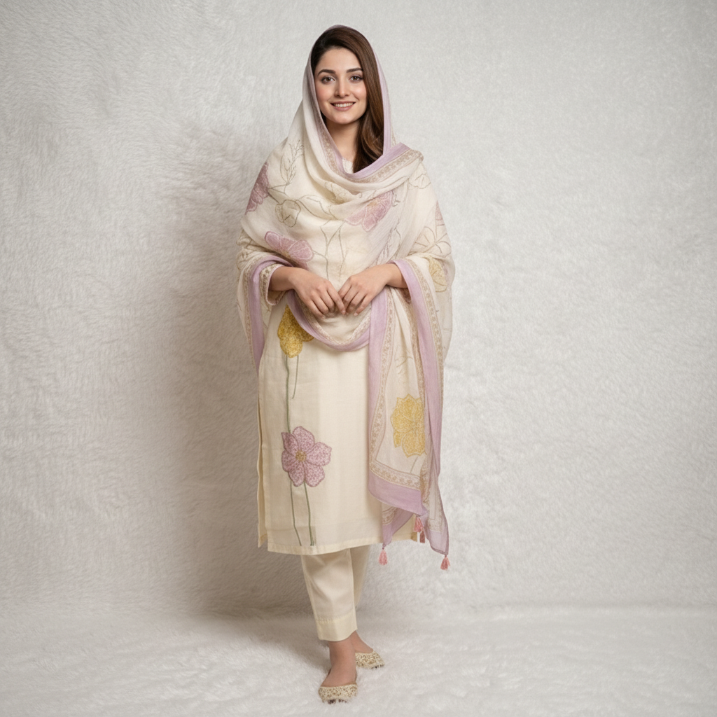 IVORY KURTI SET