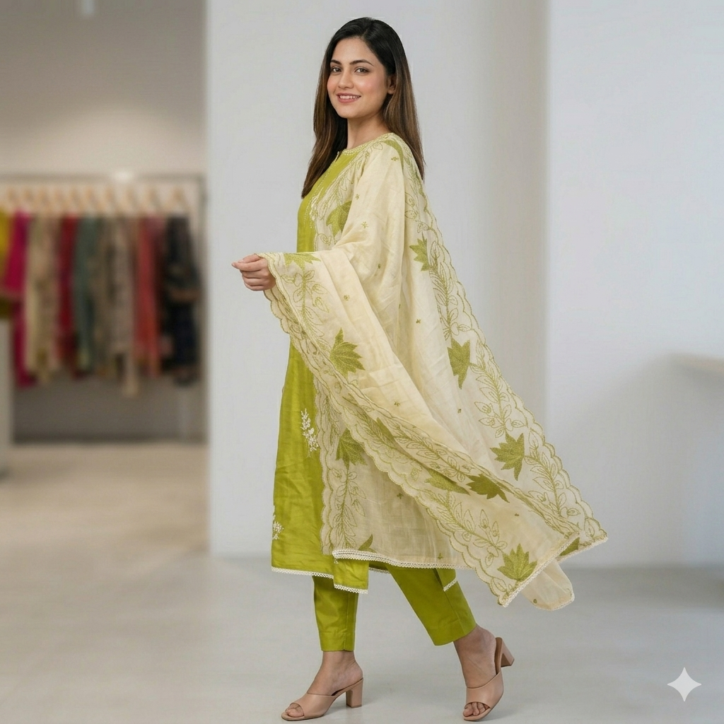 PARROT GREEN KURTI SET