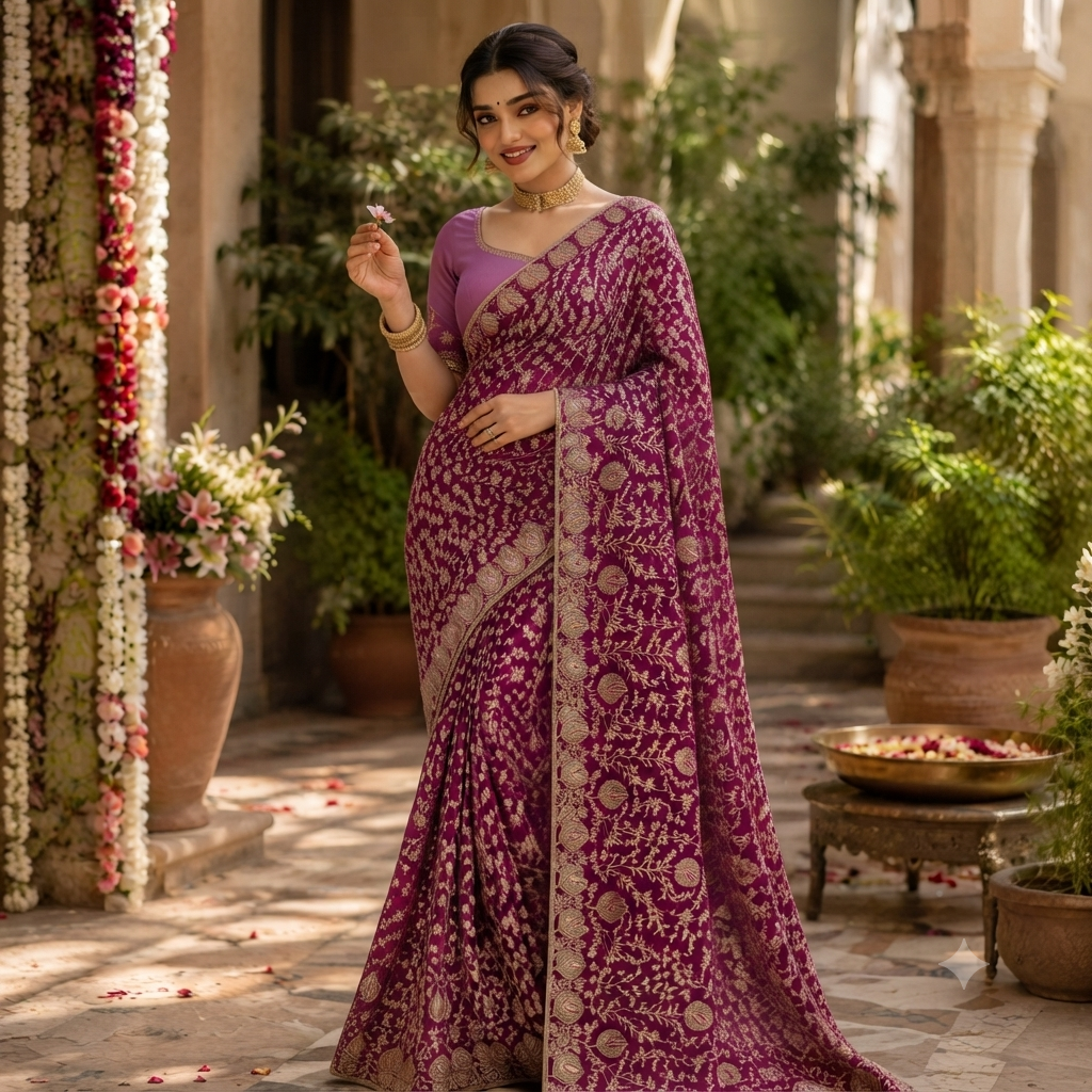 WINE-MAGENTA SAREE