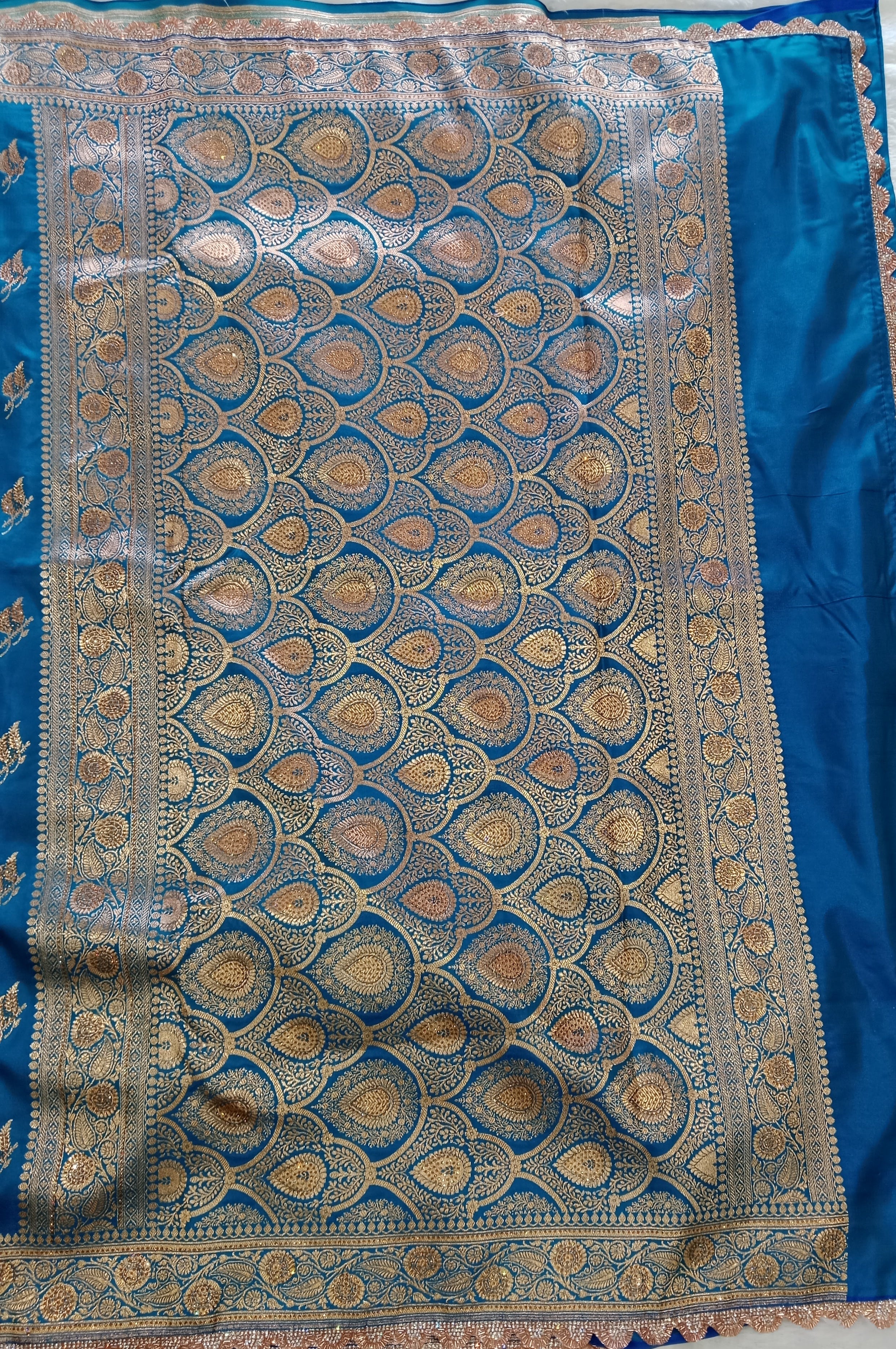 FIROZI TEAL BANARASI SILK SAREE