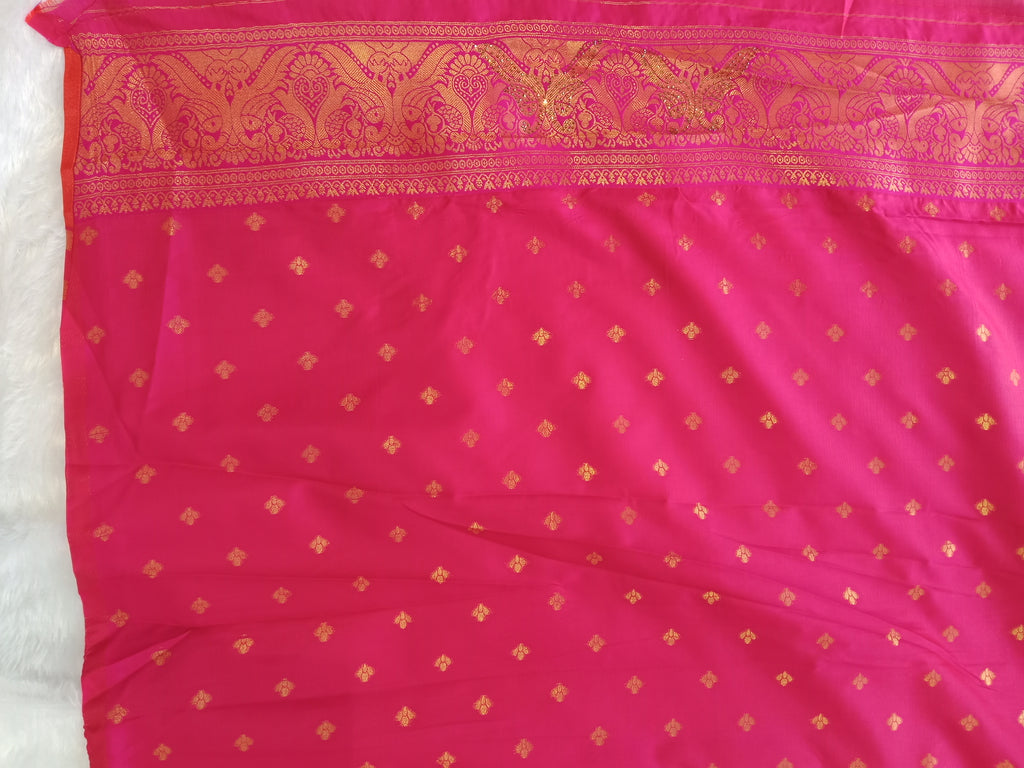 MUSTARD GOLD  PINK BANARASI SILK SAREE