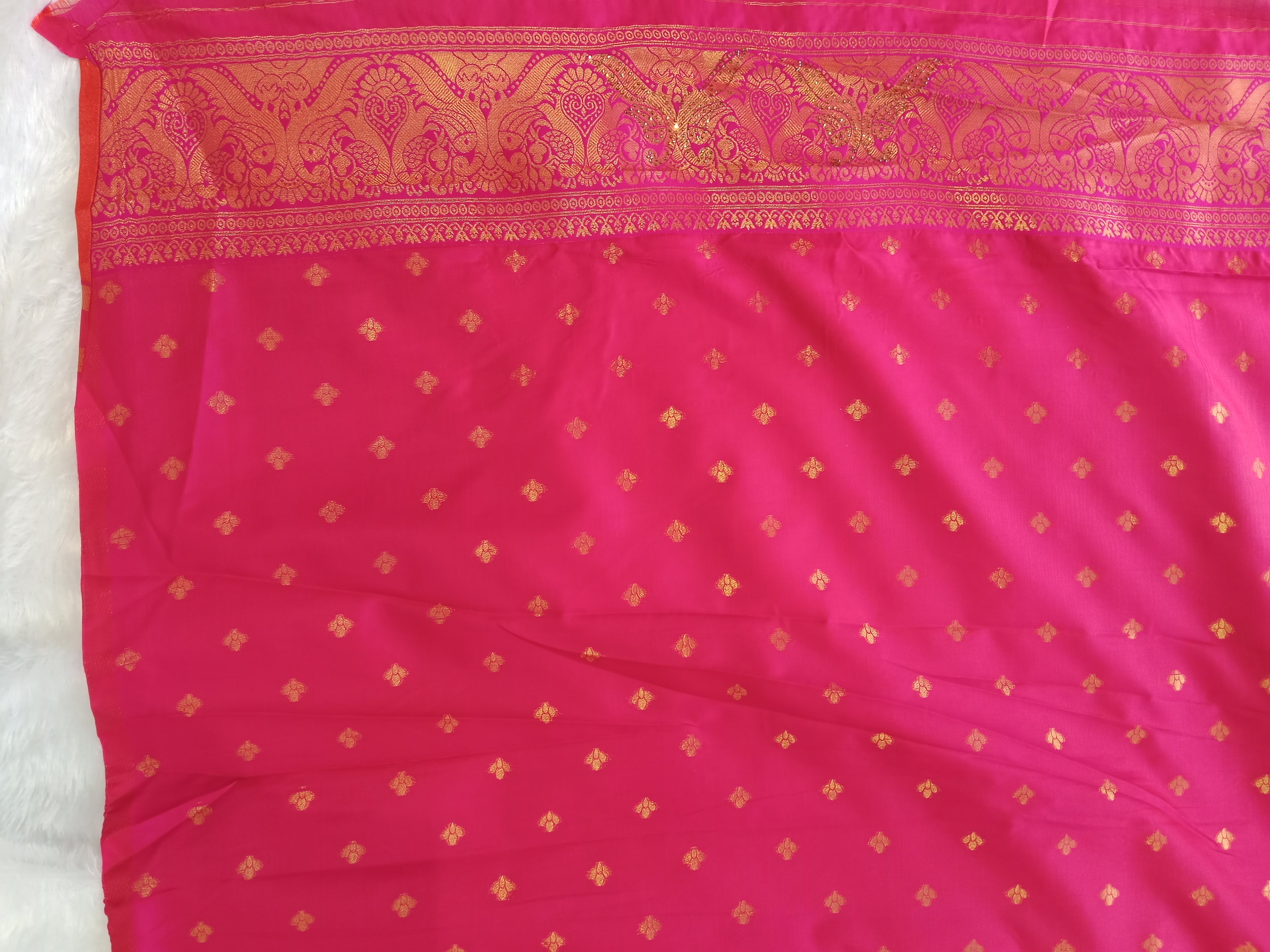 MUSTARD GOLD  PINK BANARASI SILK SAREE