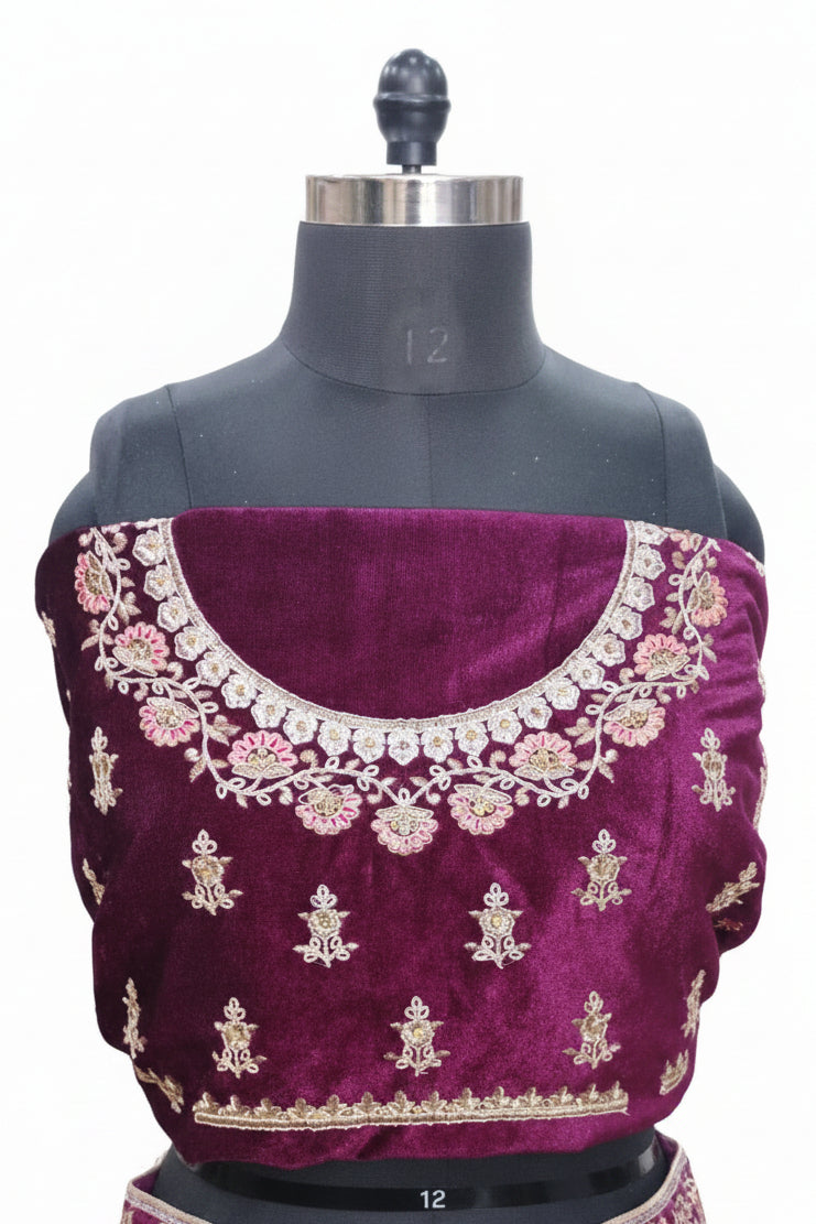 DEEP PLUM RAJWADA LEHENGA