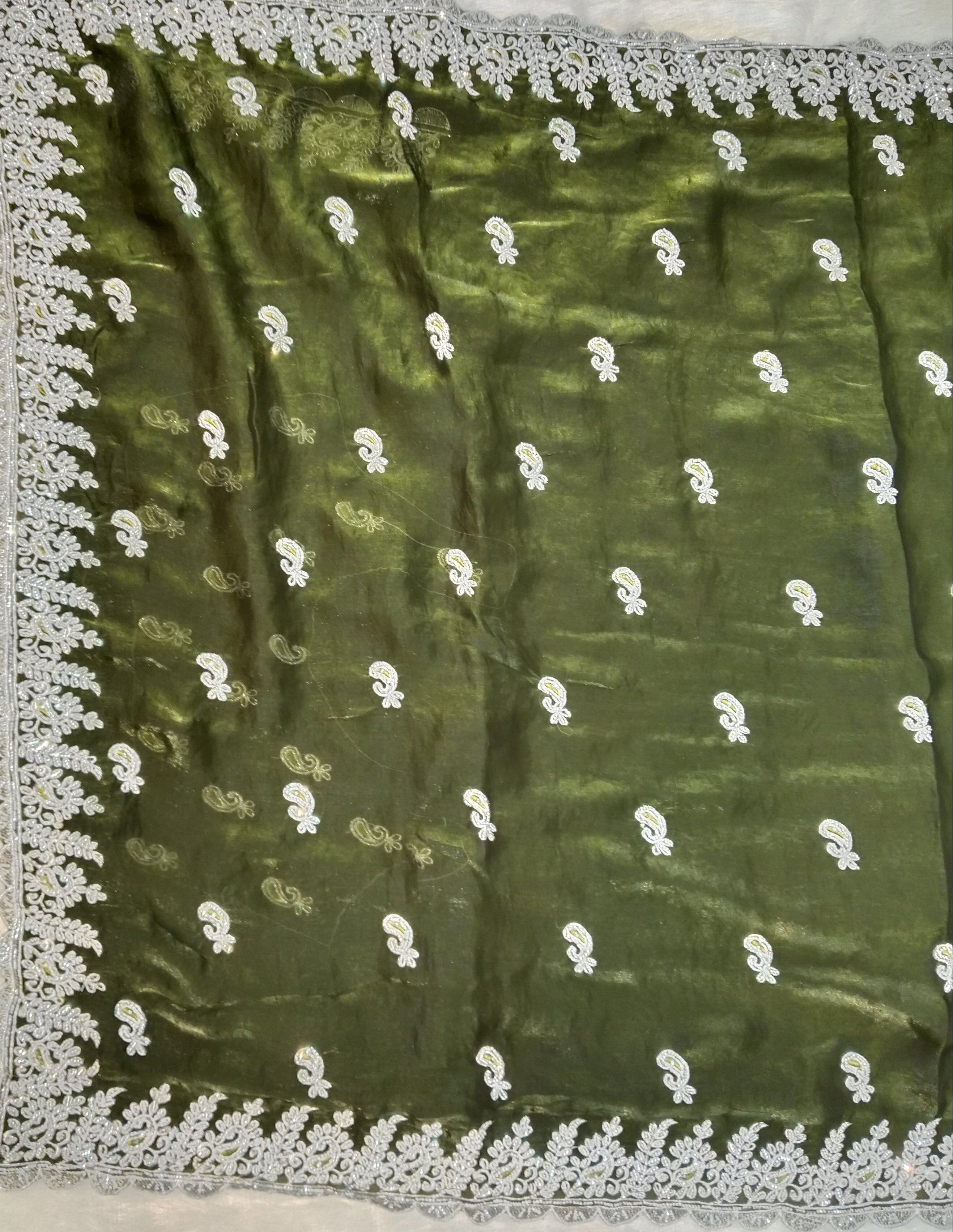 BOTTLE GREEN SAREE