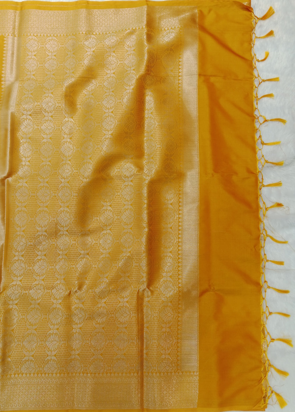 MUSTARD YELLOW BANARASI CHANDERI SILK SAREE