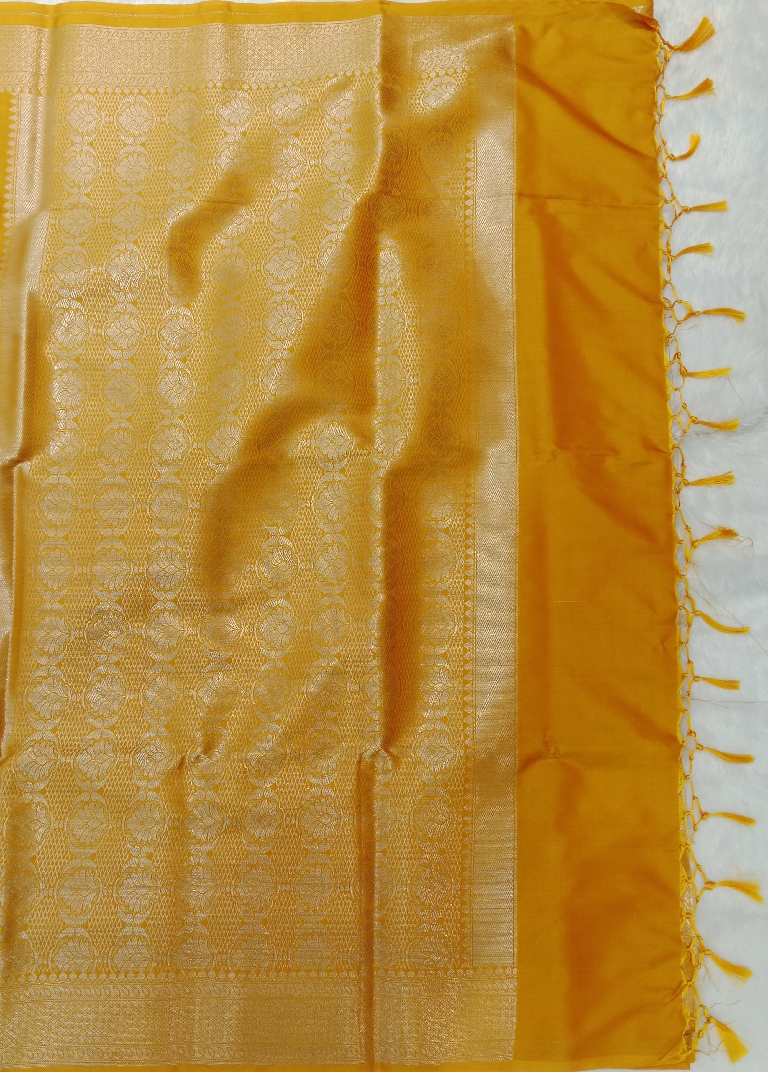 MUSTARD YELLOW BANARASI CHANDERI SILK SAREE