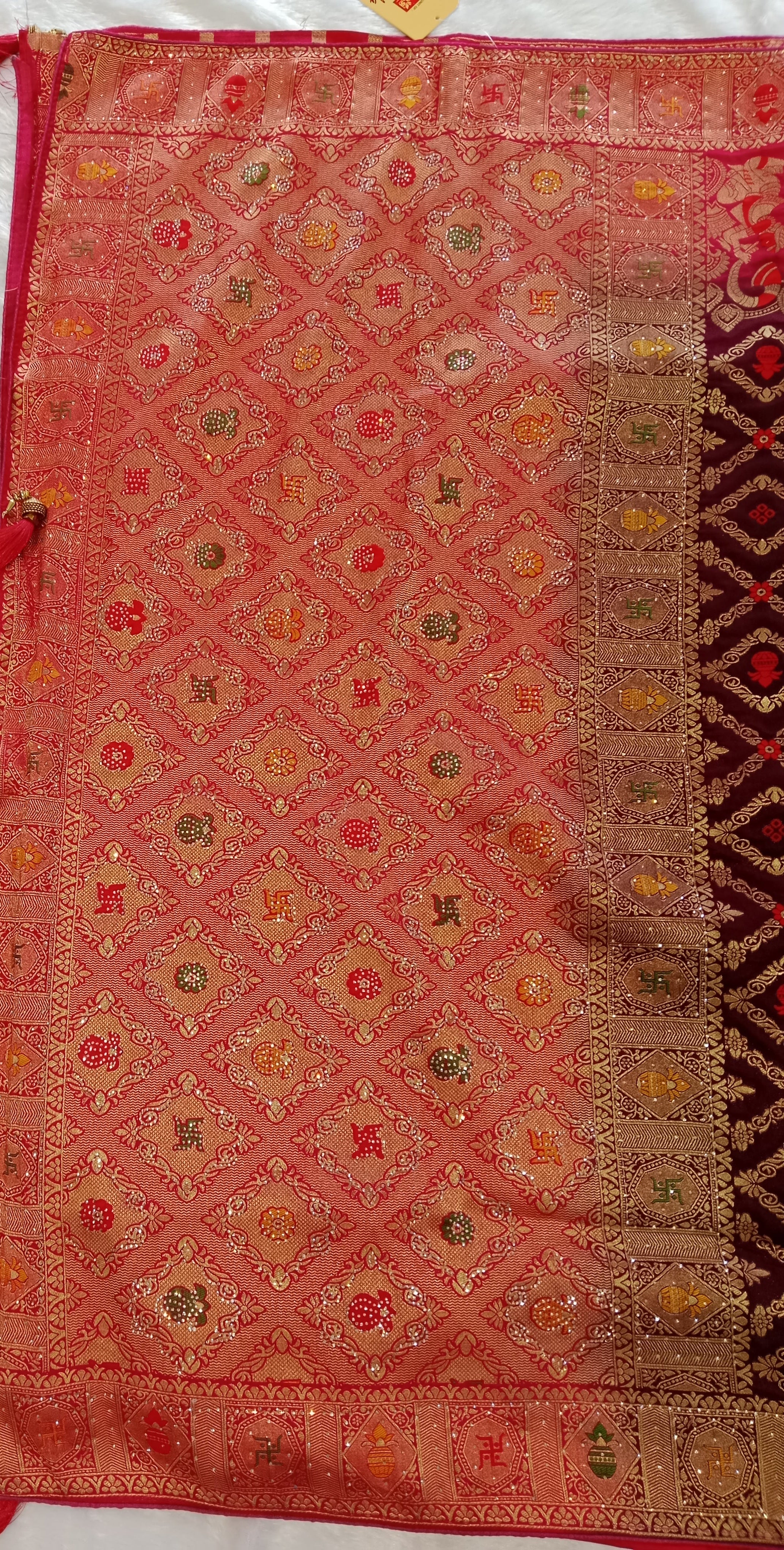 MAROON BANDHANI BANARASI SILK SAREE