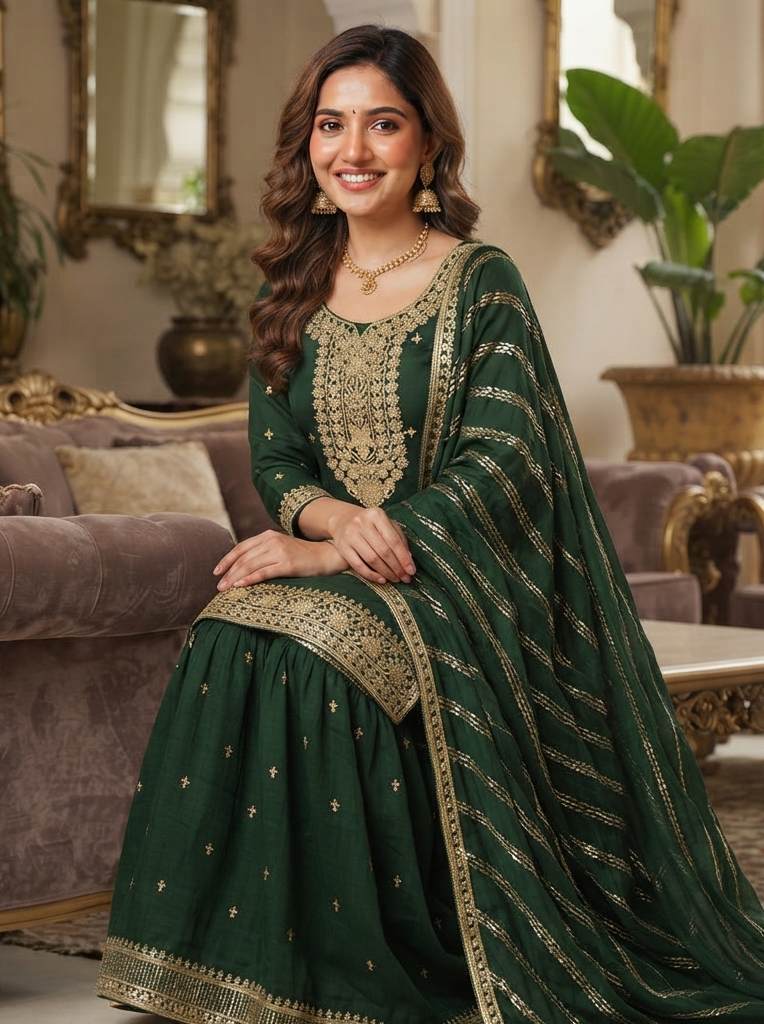 EMERALD GREEN BLISS SHARARA
