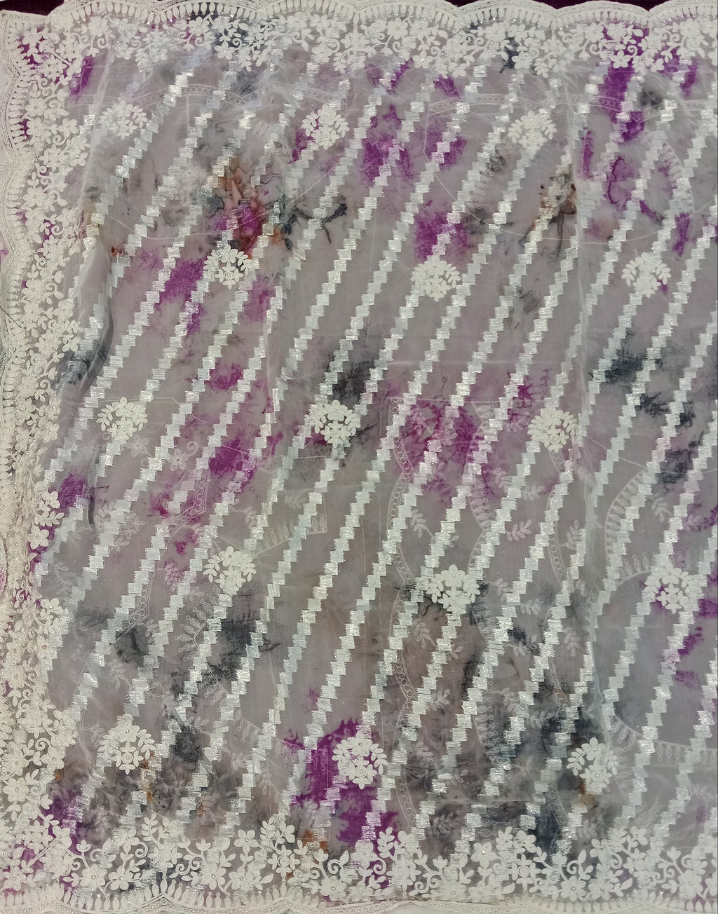 PLUM AND WHITE SAREE