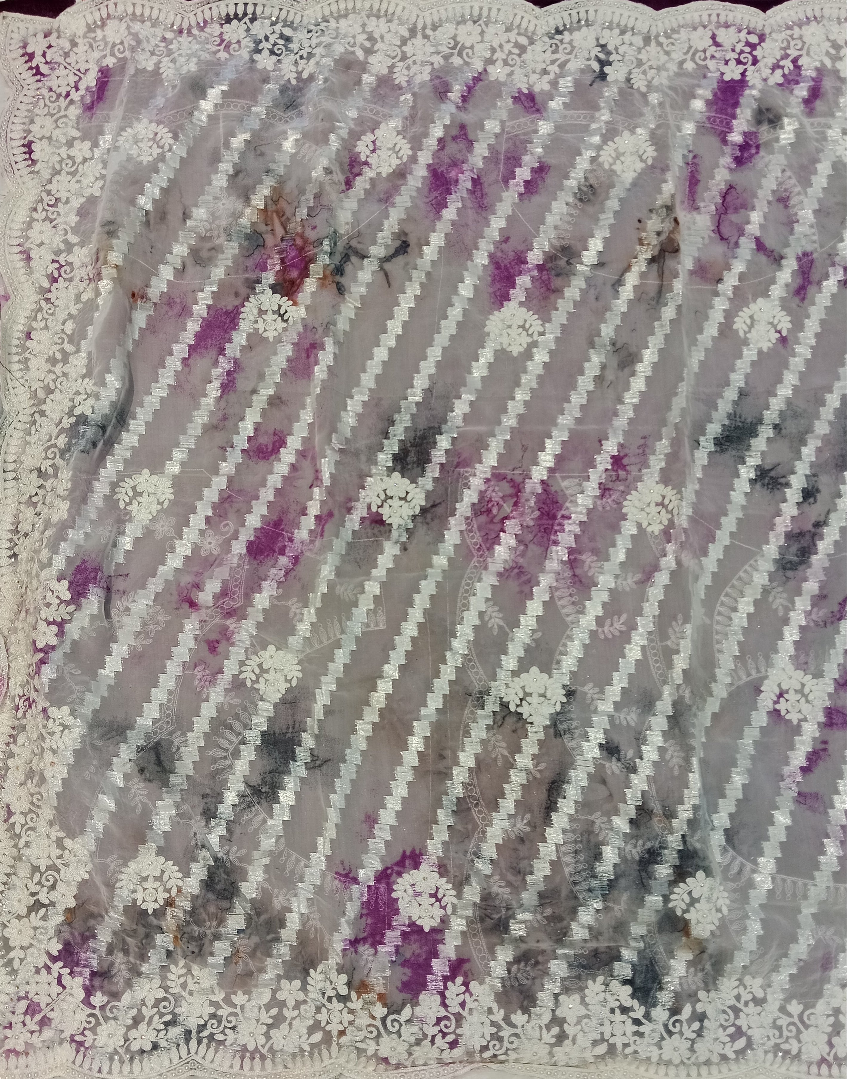 PLUM AND WHITE SAREE