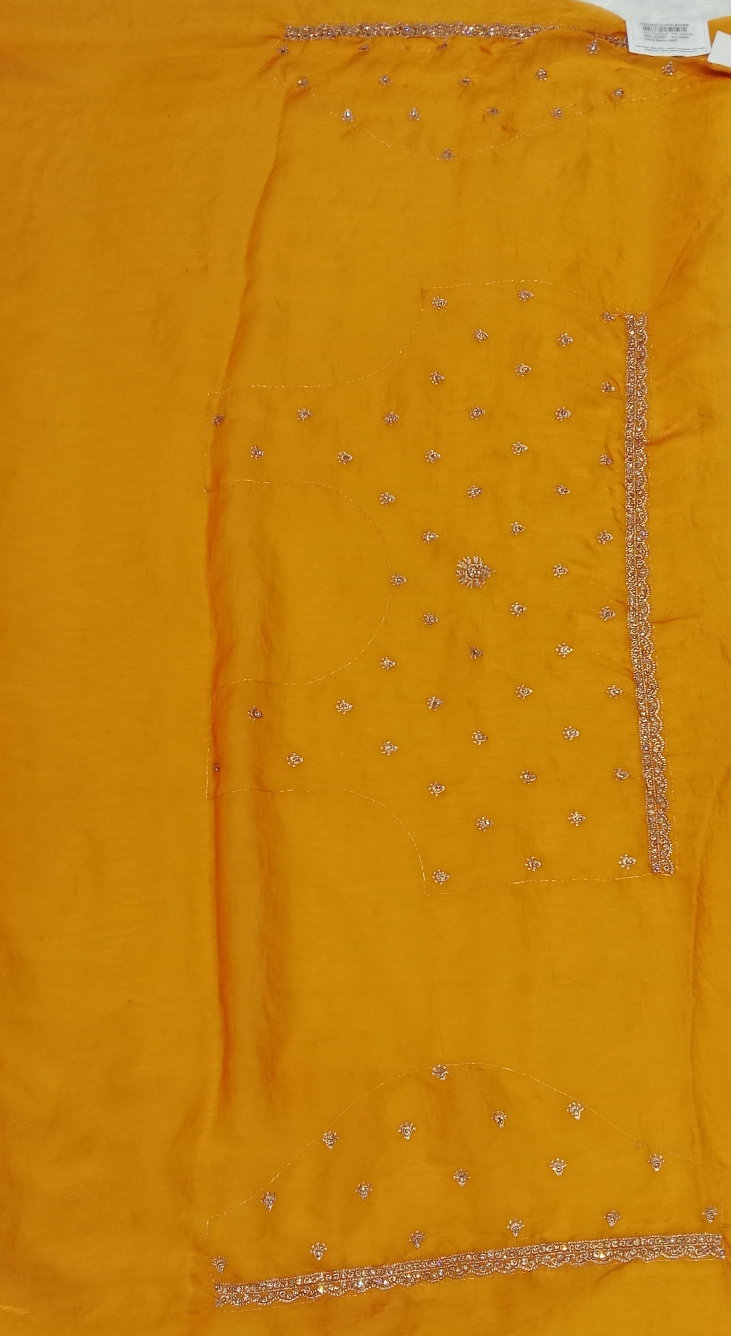 MARIGOLD GEORGETTE SAREE WITH GOLD+ PINK ZARI BORDER