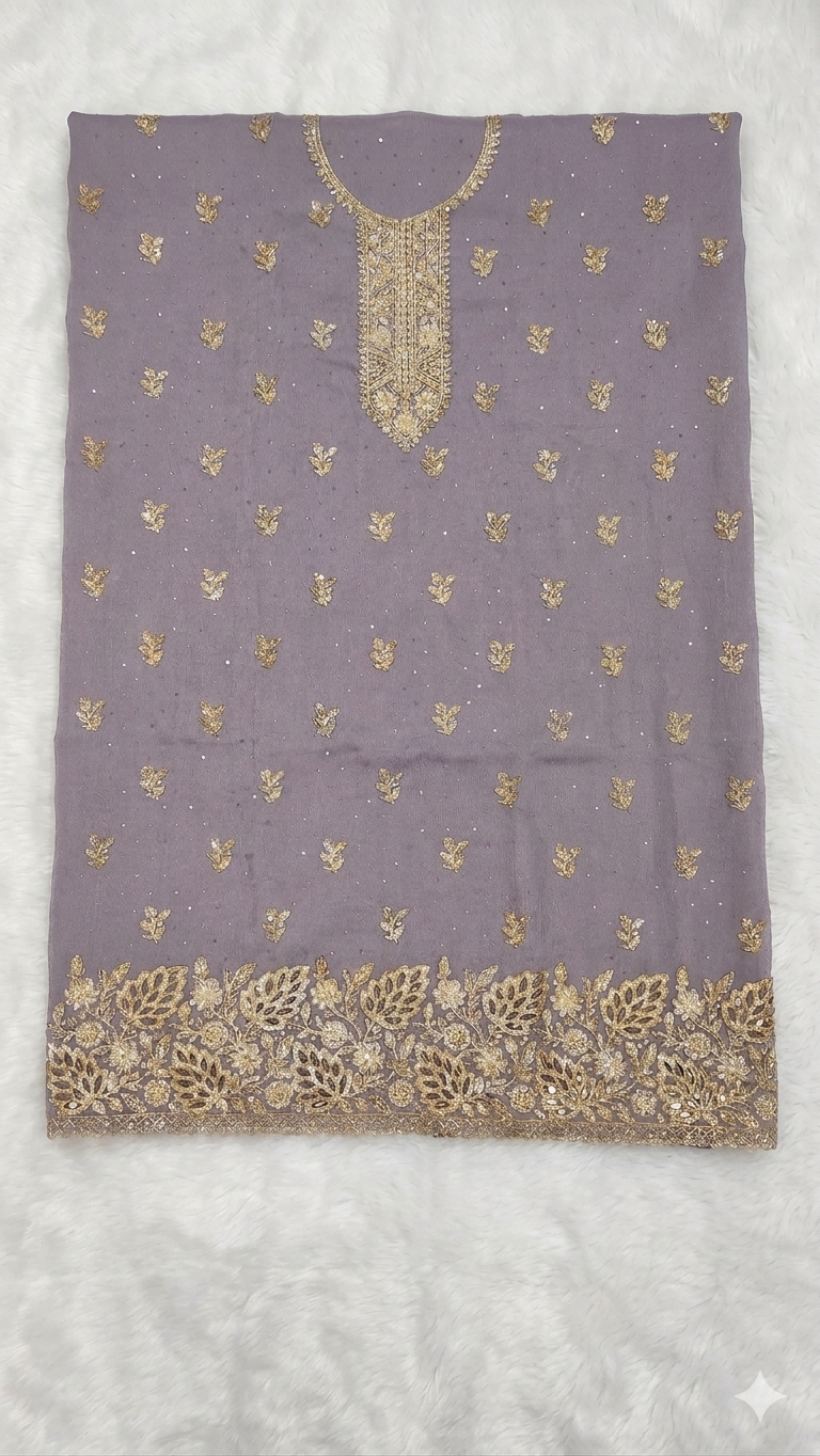 MAUVE PURPLE EMBROIDERED DRESS MATERIAL