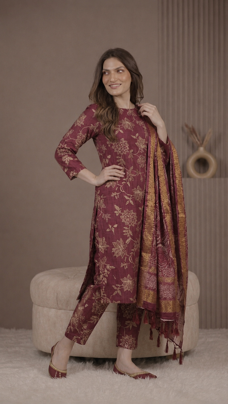 REACH MAROON KURTI SET