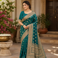 PEACOCK  TEAL BANARASI SILK SAREE