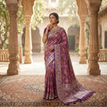 JAMUNI PURPLE BANARASI SILK SAREE WITH RUST ORANGE