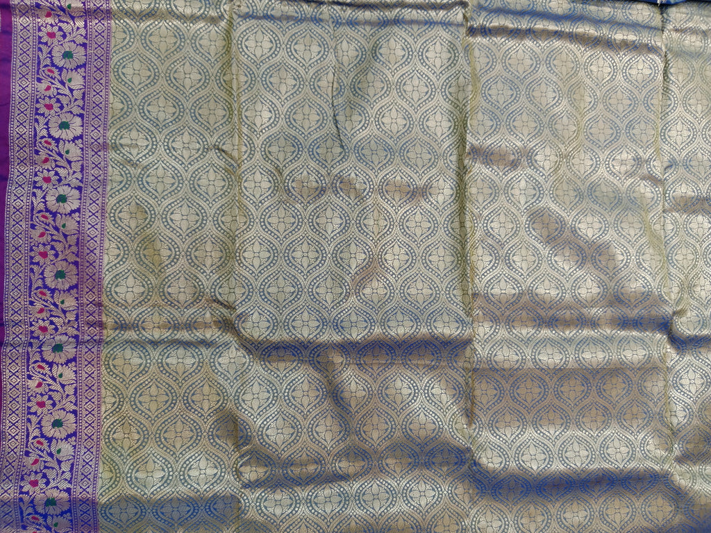 DUSTY BLUE BANARASI TISSUE SILK SAREE