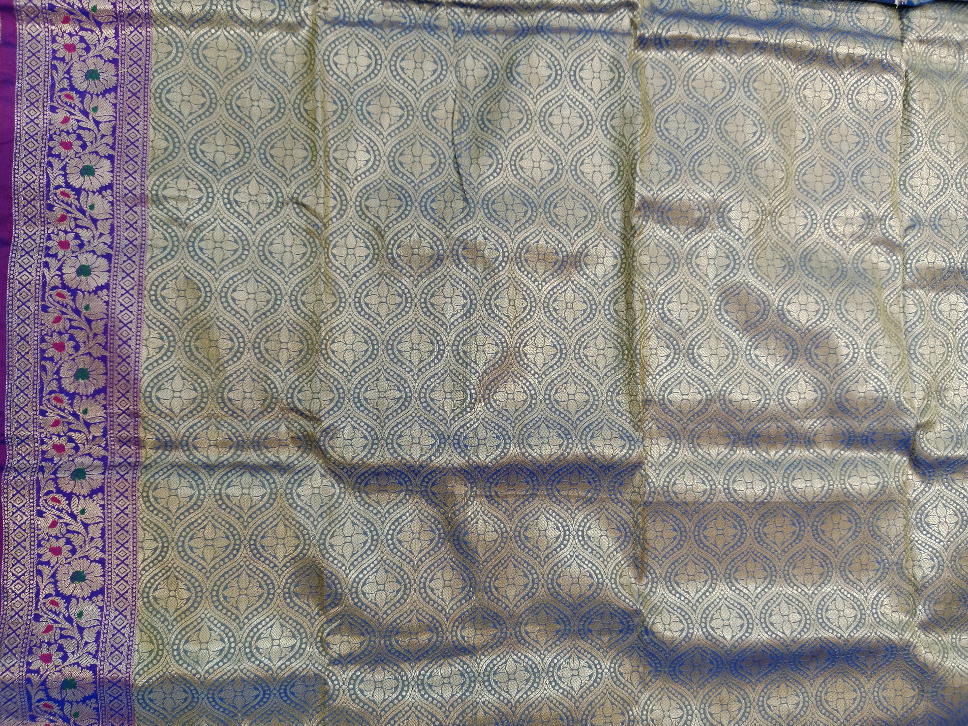 DUSTY BLUE BANARASI TISSUE SILK SAREE