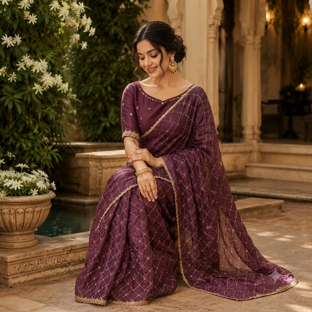 WINE PURPLE SAREE