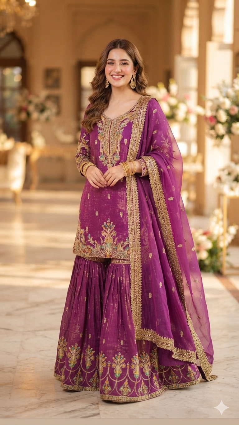 DEEP WINE PURPLE DAZZLE SHARARA