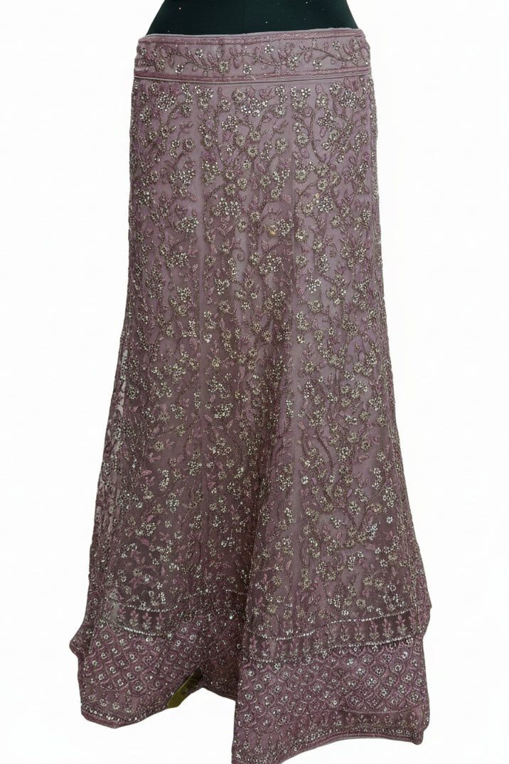 DUSTY ROSE LEHENGA WITH SILVER SEQUIN WORK