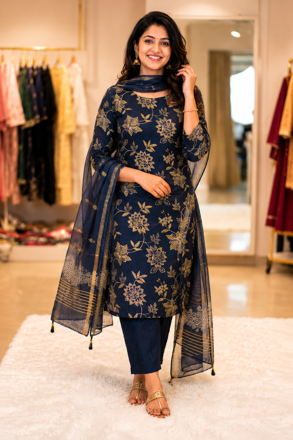 NAVY BLUE KURTI SET