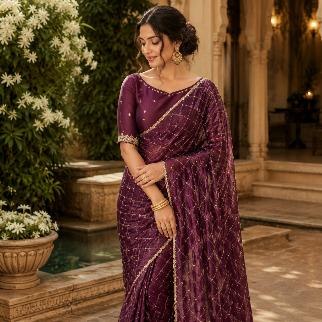 WINE PURPLE SAREE