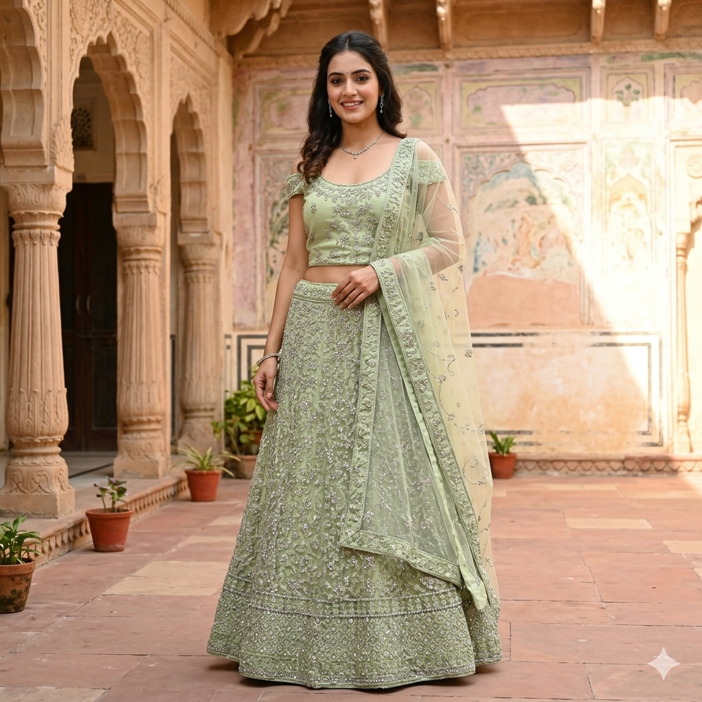 SAGE GREEN LEHENGA