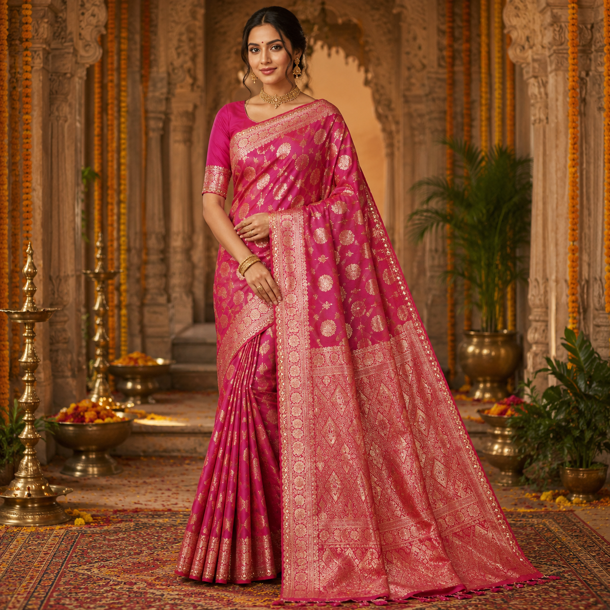 RANI PINK BANARASI SILK SAREE