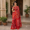 RED POCHAMPALLY SAMBALPURI HANDLOOM COTTON SAREE