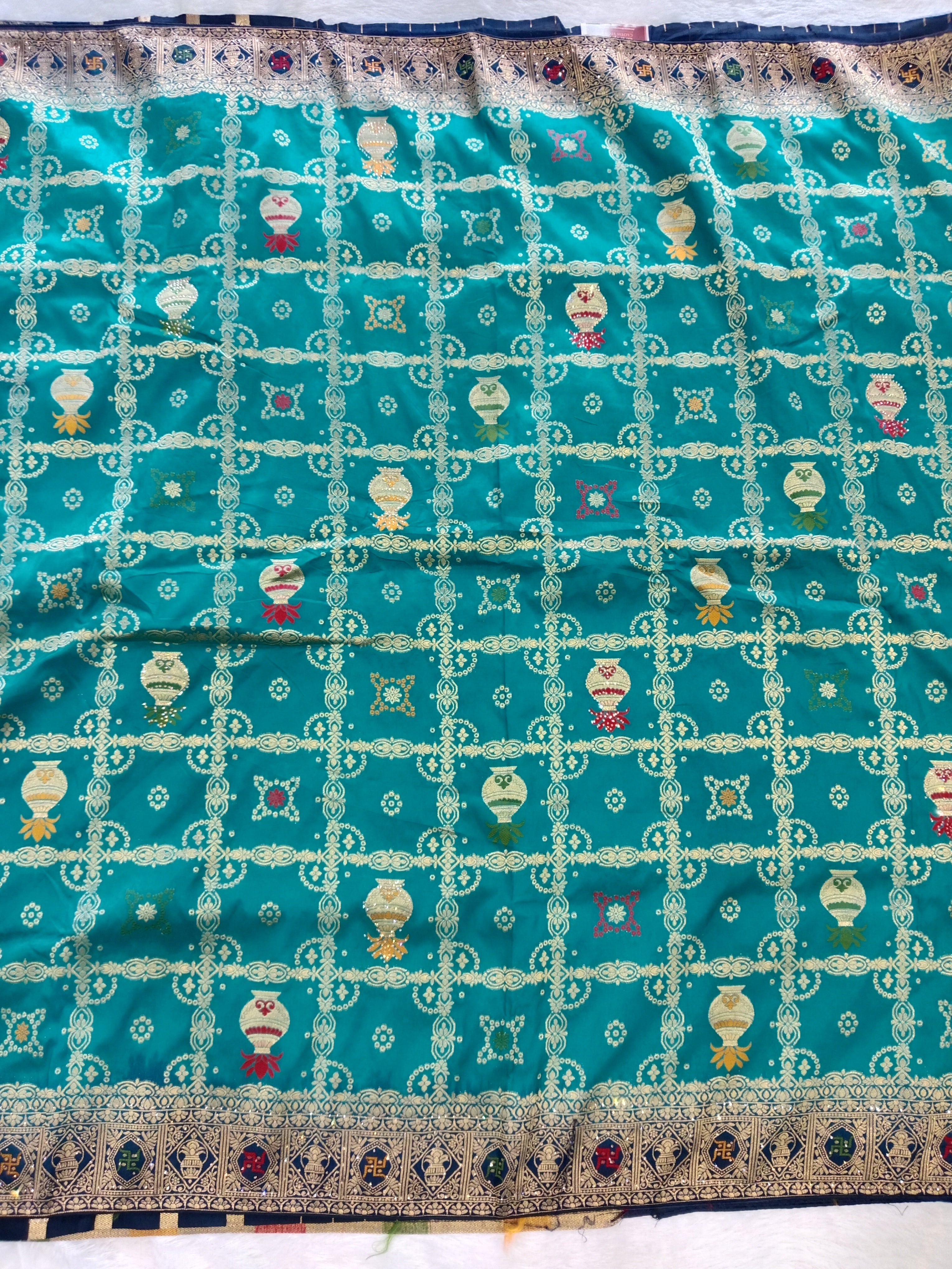 PEACOCK TEAL PATOLA INSPIRED BANARASI SILK SAREE
