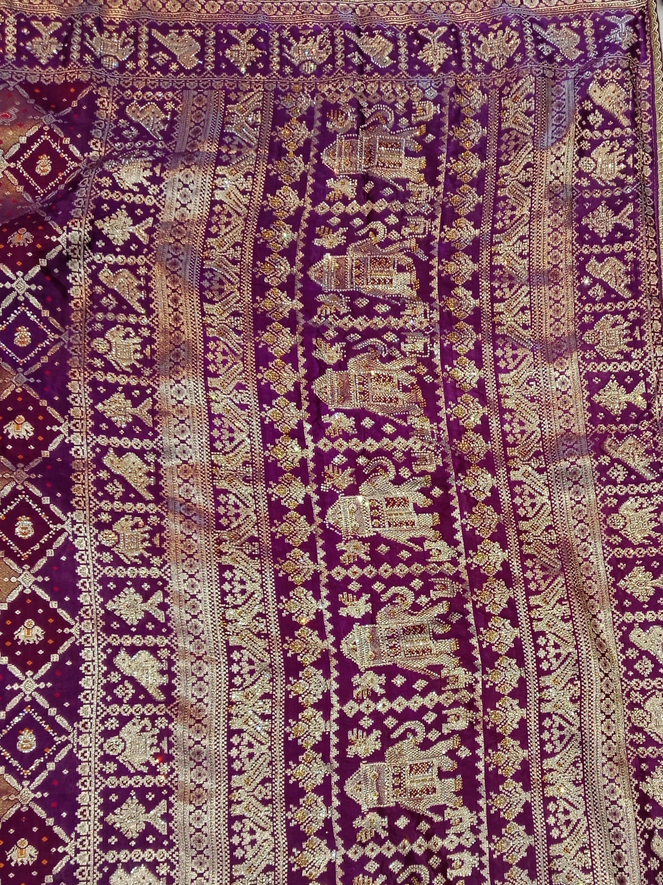 JAMUNI PURPLE BANARASI SILK SAREE WITH RUST ORANGE