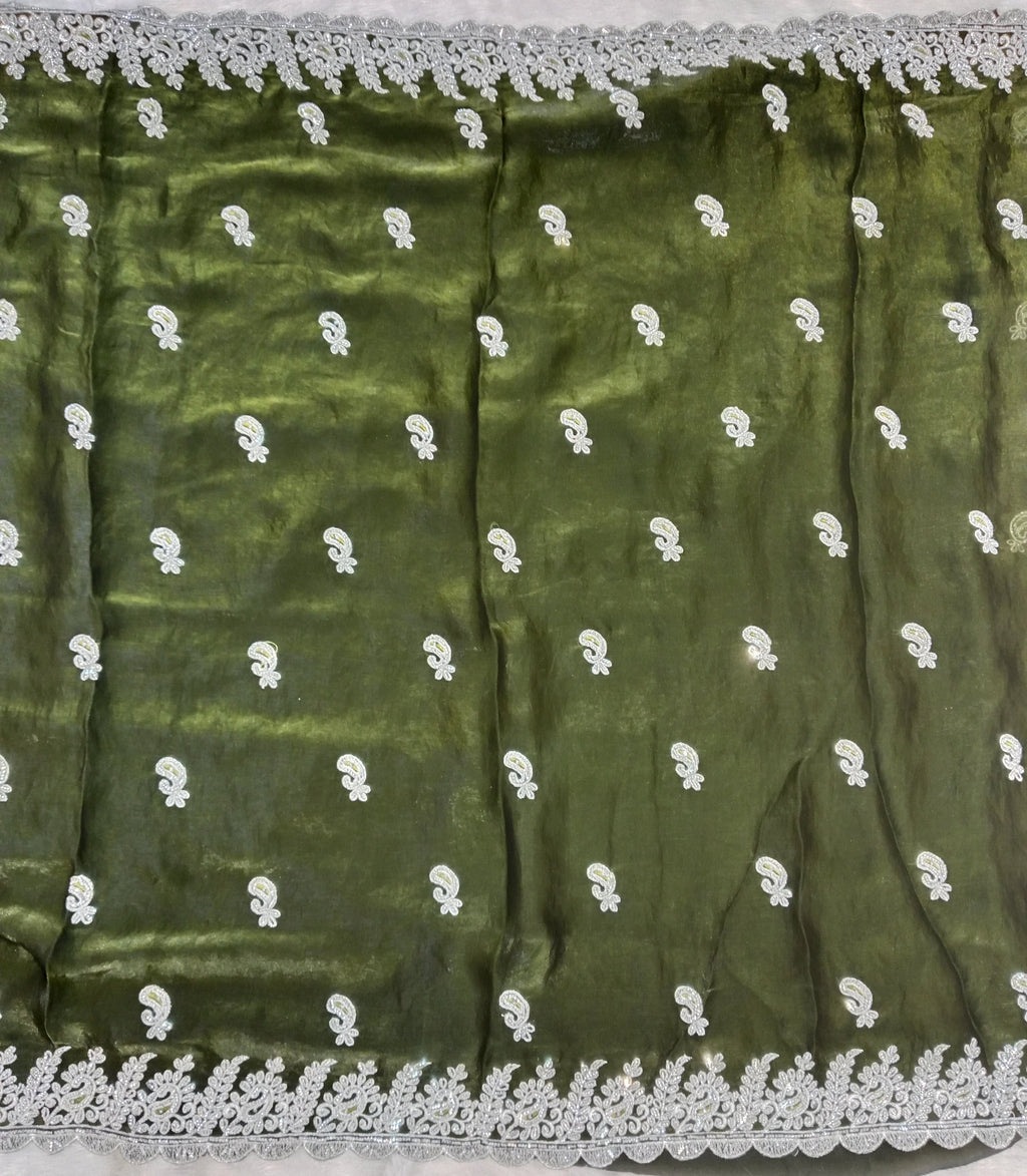 BOTTLE GREEN SAREE