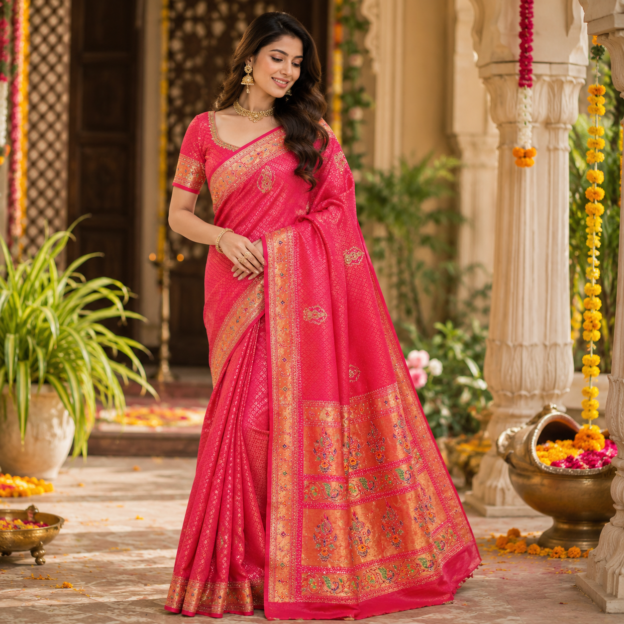 RANI PINK BANARASI SILK SAREE