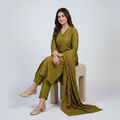 OLIVE GREEN KURTI SET