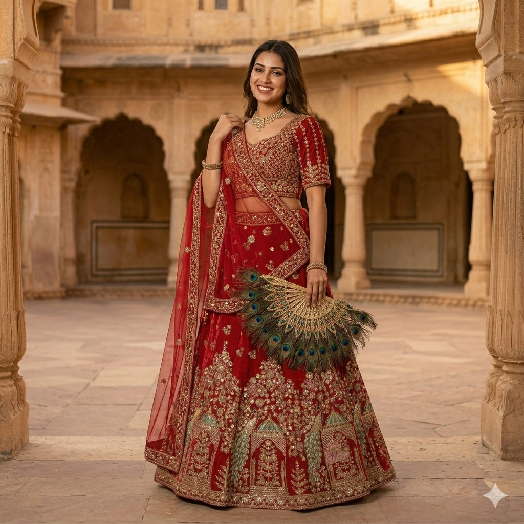 RED VELVET LEHENGA