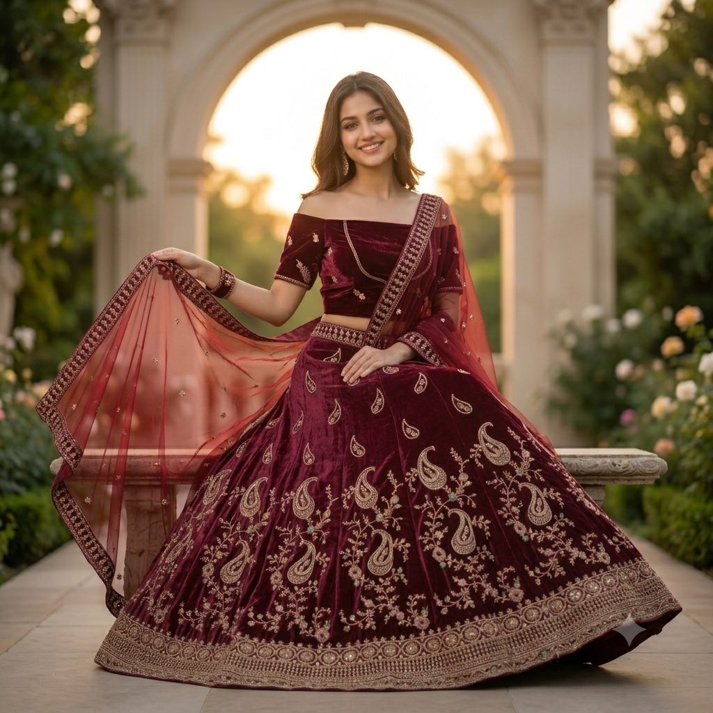 MAROON MAHARANI LEHENGA