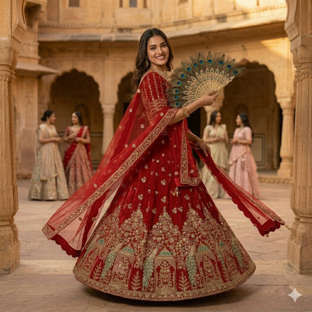 RED VELVET LEHENGA