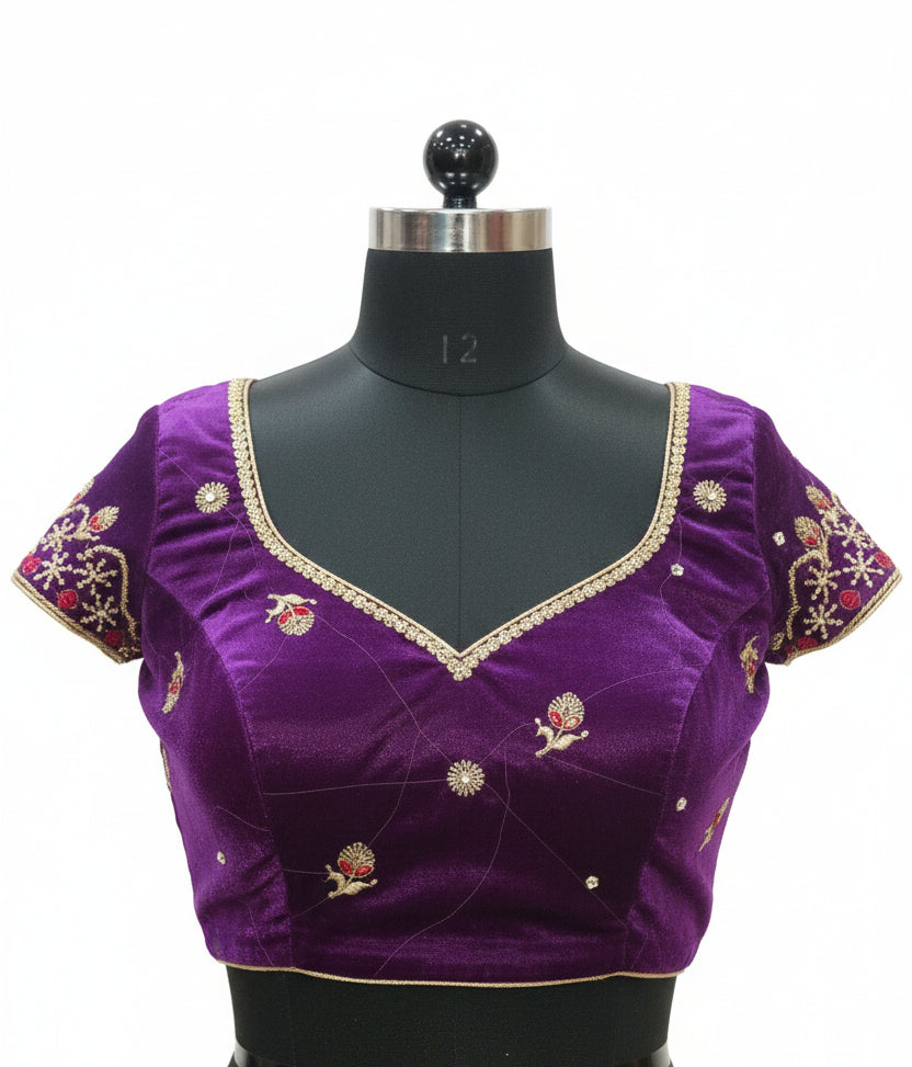 DEEP PURPLE VELVET LEHENGA
