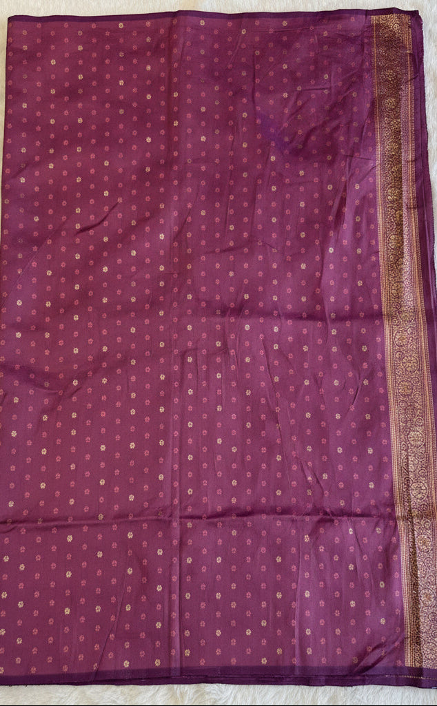 DEEP JAMUNI PURPLE BANARASI SILK SAREE WITH GOLD BUTTAS